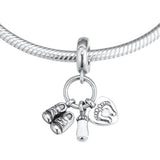 925 Silver Baby Dangle Charms CZ Beads DIY Jewelry