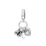 925 Silver Baby Dangle Charms CZ Beads DIY Jewelry