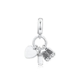 925 Silver Baby Dangle Charms CZ Beads DIY Jewelry