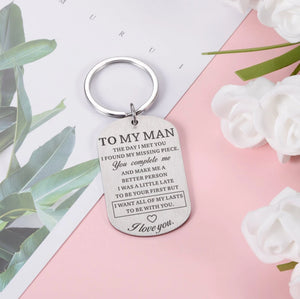 Personalized My Man Keychain Gift for Boyfriend Couple Husband