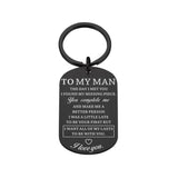 Personalized My Man Keychain Gift for Boyfriend Couple Husband