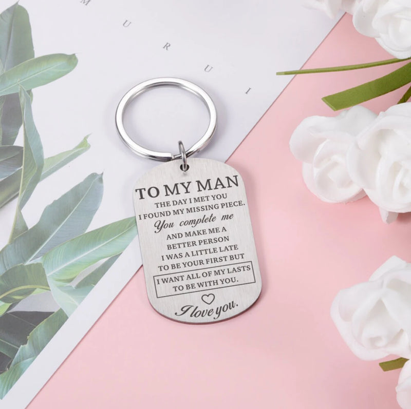 Personalized My Man Keychain Gift for Boyfriend Couple Husband