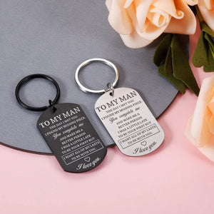 Personalized My Man Keychain Gift for Boyfriend Couple Husband