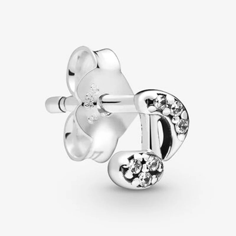 925 Sterling Silver Musical Note Single Stud Earrings for Women