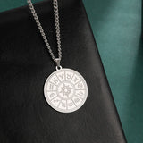 12 Constellation Zodiac Round Pendant Necklaces Stainless Steel Astrology Choker