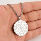 12 Constellation Zodiac Round Pendant Necklaces Stainless Steel Astrology Choker