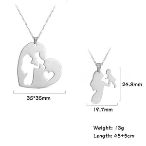 Mother Baby Heart Pendant Necklaces Set for Women Daughter Choker Jewelry Gift