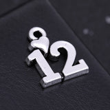 Love Number 10 11 12 13 with Heart Charm Pendants