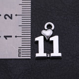Love Number 10 11 12 13 with Heart Charm Pendants