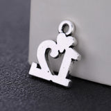 Love Number 10 11 12 13 with Heart Charm Pendants