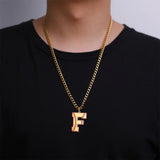 Letter Baseball Pattern Necklaces for Men Women Sports Alphabet Pendant