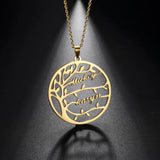 Tree of Life Necklace Personalized Family Name Round Pendant Gift