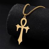 Egyptian Cross Ankh Key of Life Necklace Stainless Steel Chain Men's Jewelry