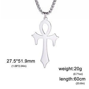 Egyptian Cross Ankh Key of Life Necklace Stainless Steel Chain Men's Jewelry