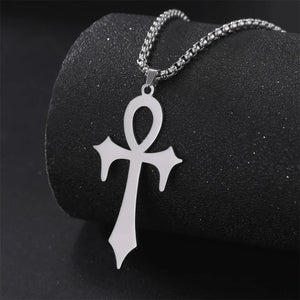 Egyptian Cross Ankh Key of Life Necklace Stainless Steel Chain Men's Jewelry