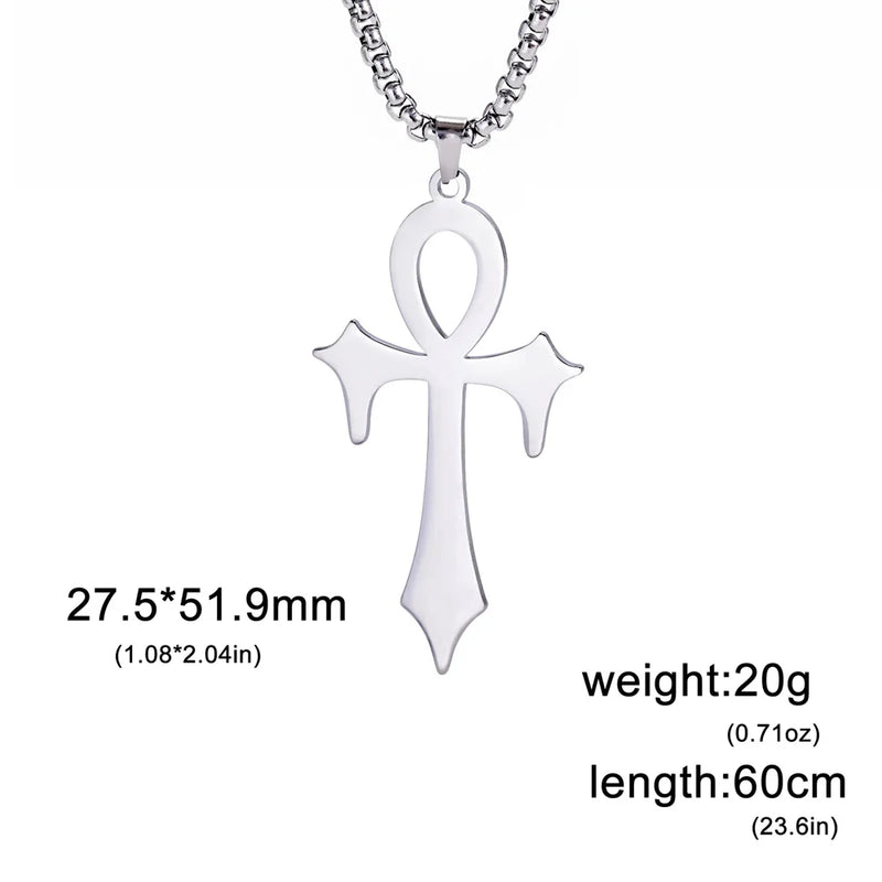 Egyptian Cross Ankh Key of Life Necklace Stainless Steel Chain Men's Jewelry