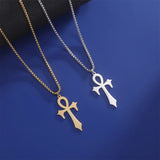 Egyptian Cross Ankh Key of Life Necklace Stainless Steel Chain Men's Jewelry