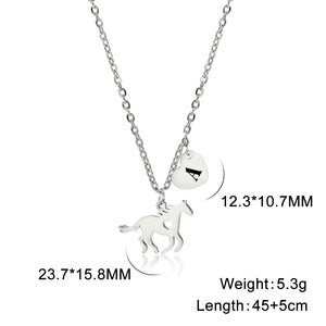 Initials Horse Heart Pendant Necklace Women Girls Stainless Steel Choker Jewelry