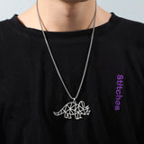 Shape Punk Dinosaur Pendant Necklace for Men Stainless Steel Silver