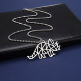 Shape Punk Dinosaur Pendant Necklace for Men Stainless Steel Silver