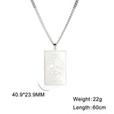 Shape Punk Skeleton Death Necklace Men Rectangle Tarot Pendant Necklaces
