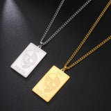 Shape Punk Skeleton Death Necklace Men Rectangle Tarot Pendant Necklaces