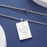 Shape Punk Skeleton Death Necklace Men Rectangle Tarot Pendant Necklaces