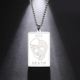 Shape Punk Skeleton Death Necklace Men Rectangle Tarot Pendant Necklaces