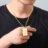 Shape Punk Skeleton Death Necklace Men Rectangle Tarot Pendant Necklaces