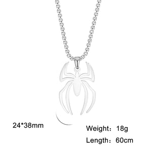 Spider Necklaces for Men Goth Stainless Steel Pendant Punk Choker Halloween