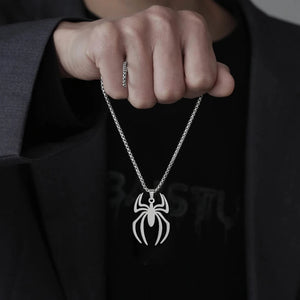 Spider Necklaces for Men Goth Stainless Steel Pendant Punk Choker Halloween
