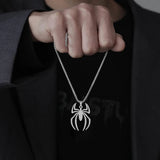 Spider Necklaces for Men Goth Stainless Steel Pendant Punk Choker Halloween