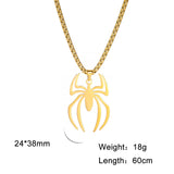 Spider Necklaces for Men Goth Stainless Steel Pendant Punk Choker Halloween