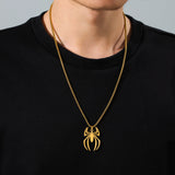 Spider Necklaces for Men Goth Stainless Steel Pendant Punk Choker Halloween