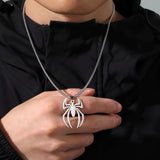 Spider Necklaces for Men Goth Stainless Steel Pendant Punk Choker Halloween