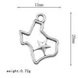 Shape Star TEXAS Map Pendant Charms for Necklaces DIY Jewelry Making 30pcs
