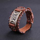 Triple Moon Goddess Pentagram Leather Bracelet