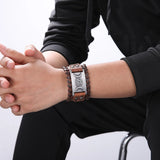 Triple Moon Goddess Pentagram Leather Bracelet