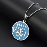 World Round Pendant Necklace 316L Stainless Steel Pearl Chain