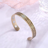 Stripes Magnetic Open Cuff Bangle Stainless Steel Bracelet