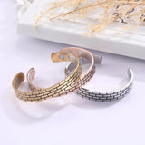 Stripes Magnetic Open Cuff Bangle Stainless Steel Bracelet