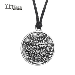 Tetragrammaton Pentagram Pendant Necklace for Men Wiccan Talisman