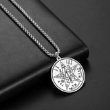 Tetragrammaton Pentagram Pendant Necklace for Men Wiccan Talisman