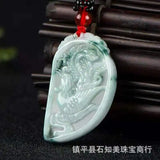 Myanmar Jadeite Dragon Phoenix Pair Pendant Men Women