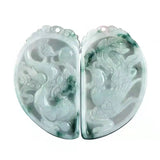 Myanmar Jadeite Dragon Phoenix Pair Pendant Men Women