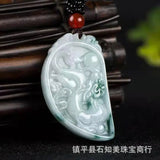 Myanmar Jadeite Dragon Phoenix Pair Pendant Men Women