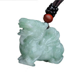 Myanmar Jadeite PiXiu Necklace Lucky Amulet Pendant