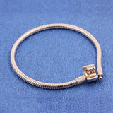 Mybeboa 925 Silver Bracelet Rose Moments Barrel Clasp Chain Women Jewelry