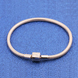 Mybeboa 925 Silver Bracelet Rose Moments Barrel Clasp Chain Women Jewelry