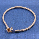 Mybeboa 925 Silver Bracelet Rose Moments Barrel Clasp Chain Women Jewelry